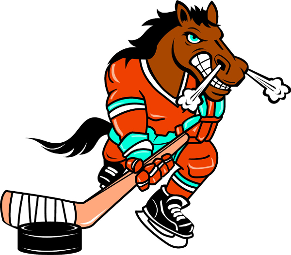 Bronco Hockey mascot sports sticker. Reflect team spirit! 